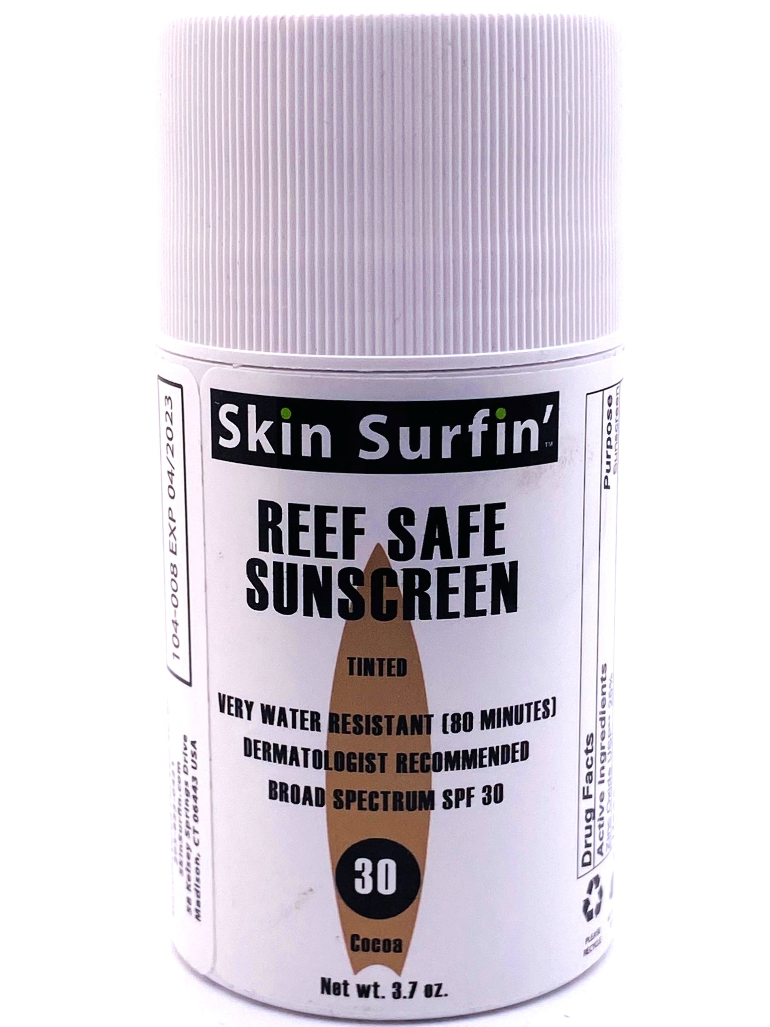 Water Resistant Cocoa Tinted/Scented Stick SPF 30 - Reef Safe Sunscreen 3.7 oz.